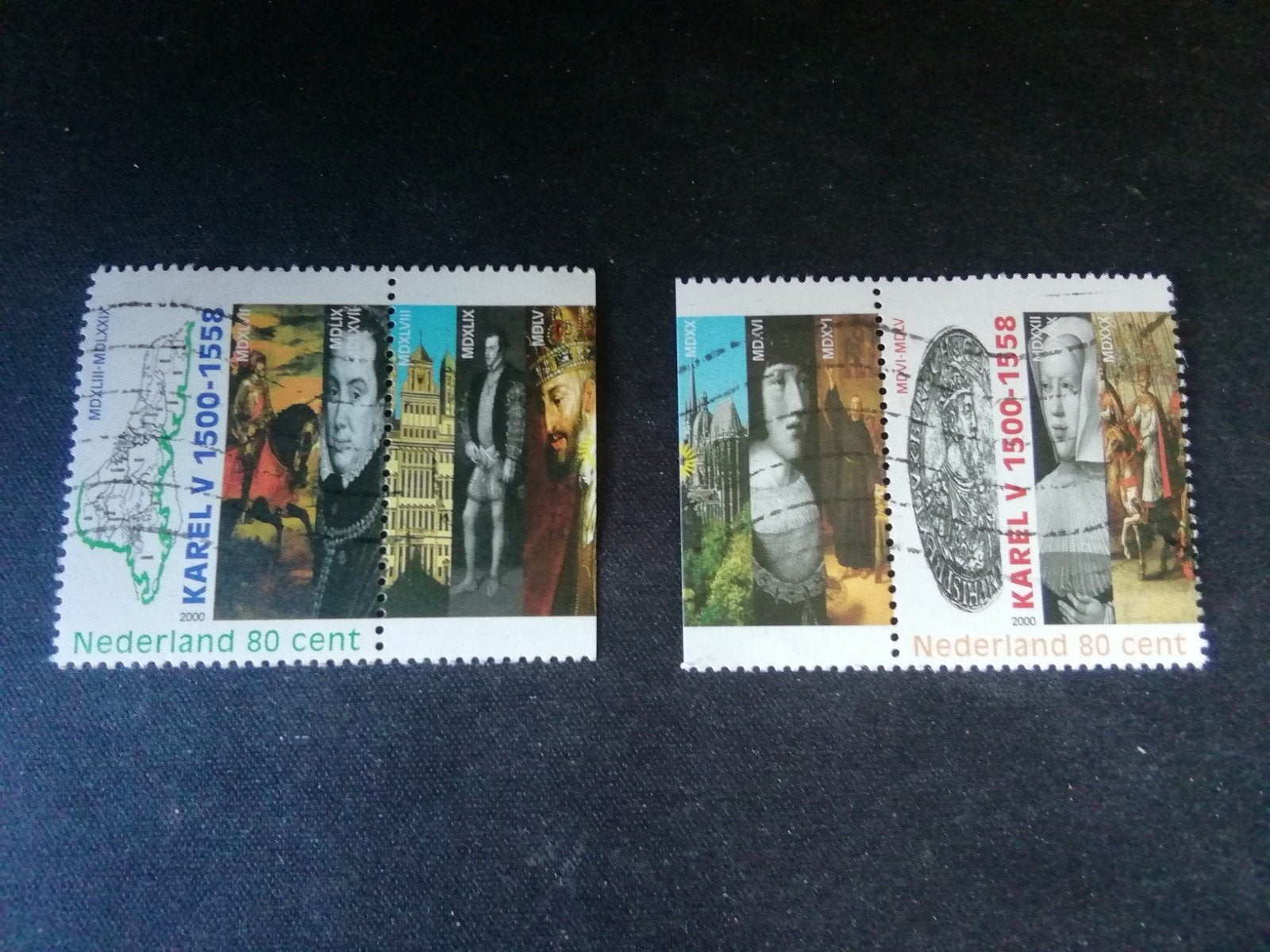39 NEDERLAND 2 ZEGELS MET TAB UIT BLOK 1877 KAREL V GESTEMP, Postzegels en Munten, Postzegels | Nederland, Ophalen of Verzenden