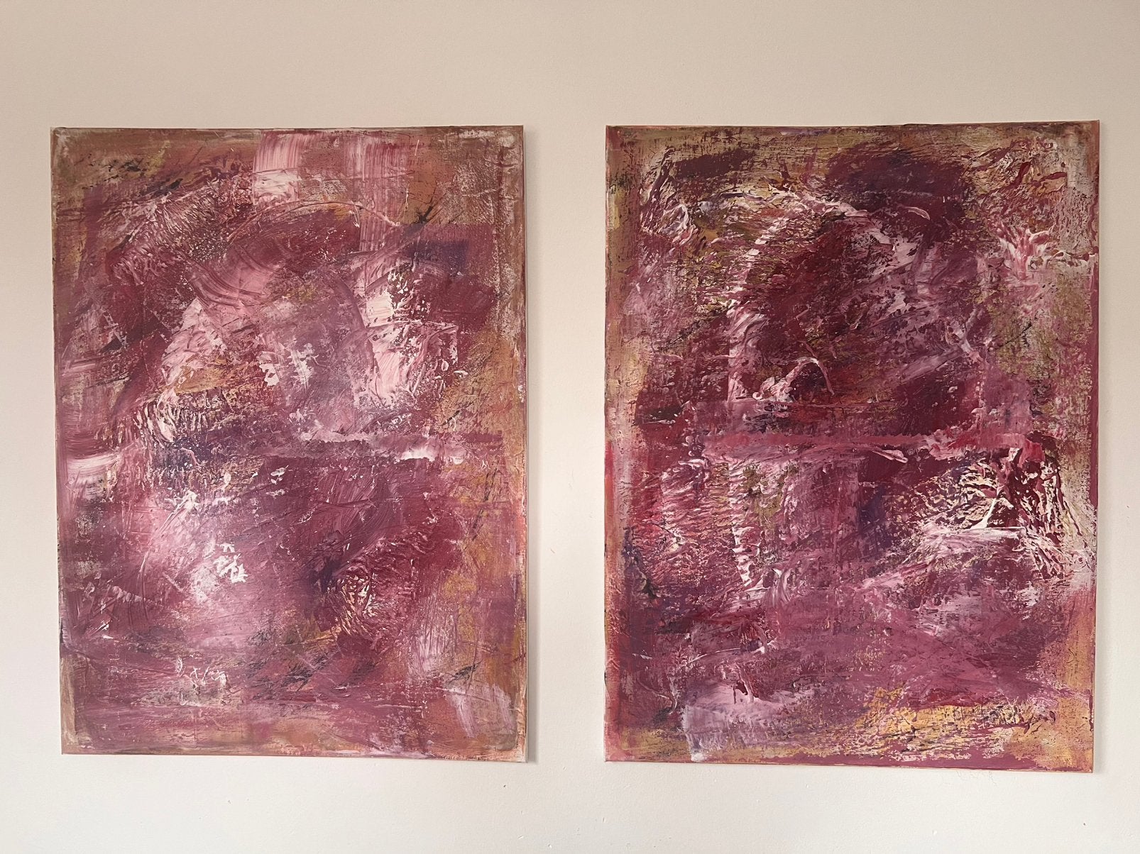 Abstract 2 luik schilderijen 60x80, Antiek en Kunst, Kunst | Schilderijen | Abstract, Ophalen of Verzenden