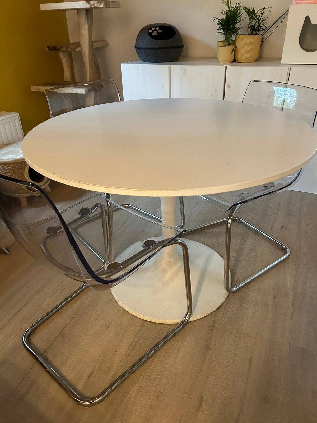 Ikea Docksta witte ronde eettafel te koop, Ophalen, Gebruikt, 100 tot 150 cm, Rond