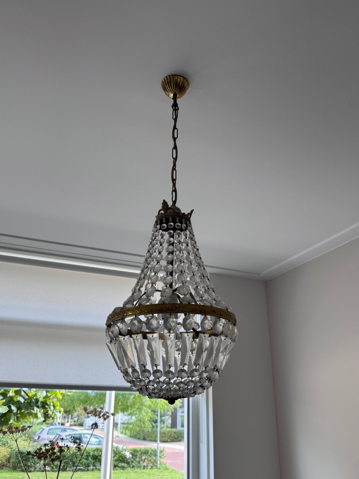 Zakkroonluchter kristal vintage antiek, Huis en Inrichting, Ophalen, Zo goed als nieuw
