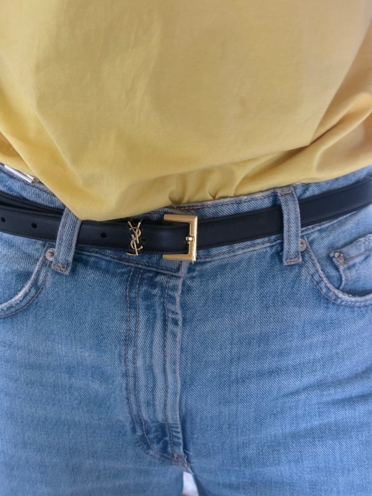 YSL Yves Saint Laurent lren zwart riem maat 95 / 110cm, Minder dan 3 cm, 100 cm of meer, Heupriem, Ophalen of Verzenden