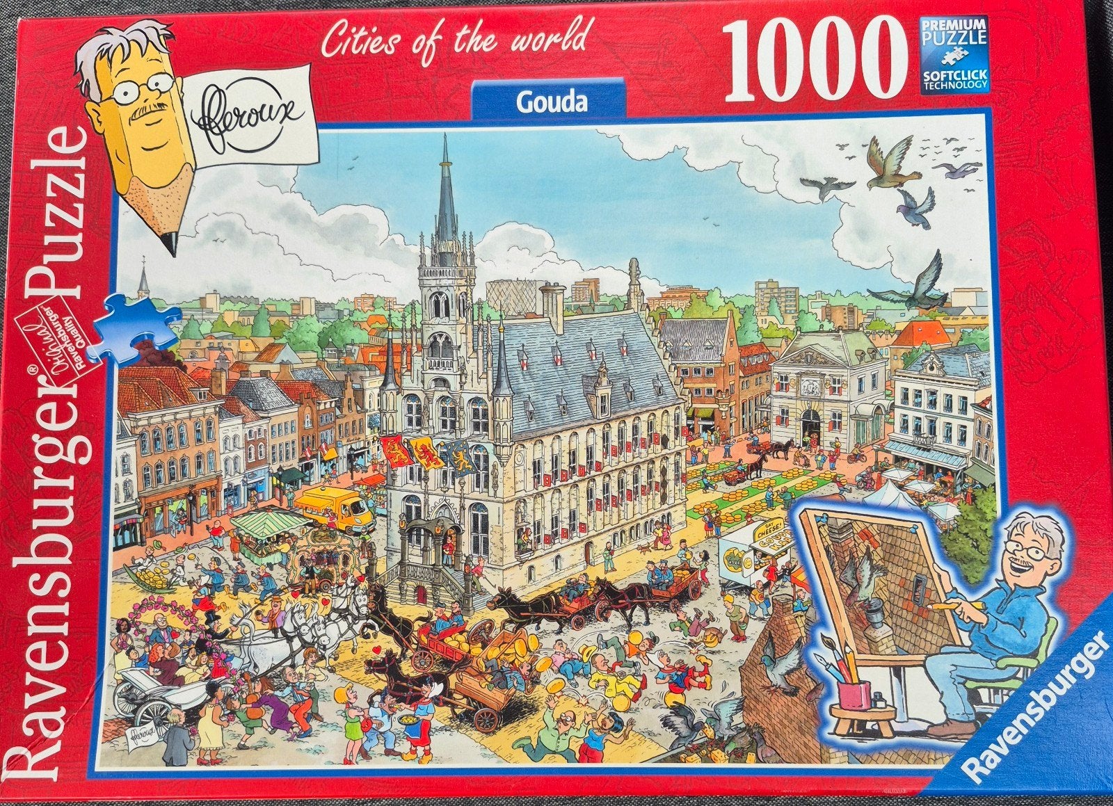Legpuzzel Gouda 1000 stukjes - Cities of the Wor, Ophalen of Verzenden, 500 t/m 1500 stukjes, Gebruikt, Legpuzzel