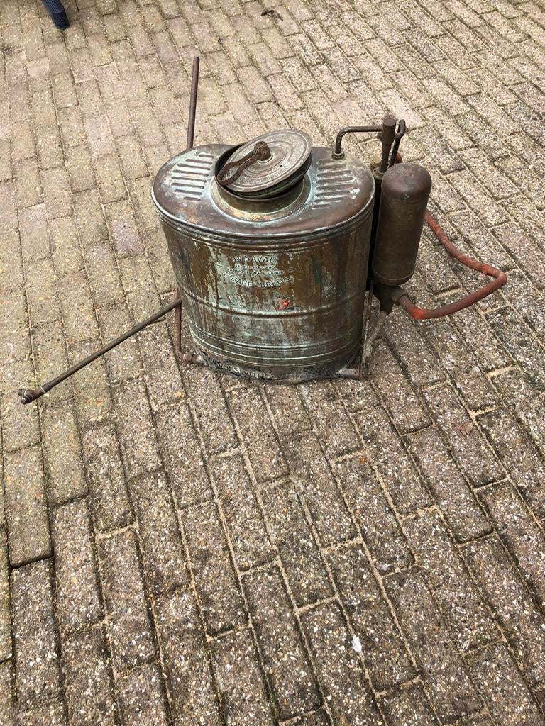 Antiek koper/messing onkruidspuit, Ophalen, Gebruikt