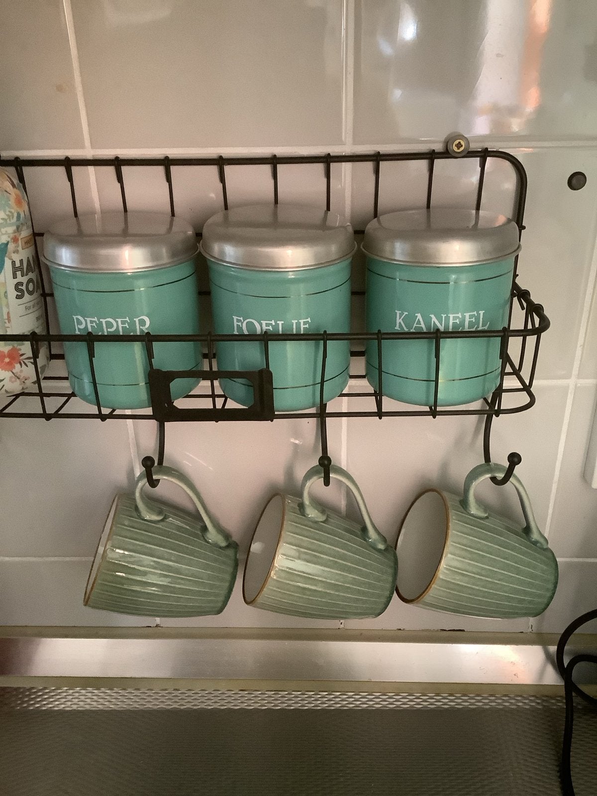 Set van 3 voorraadpotten  - Mintgroen, Ophalen of Verzenden, Voorraadpot, Metaal, Groen