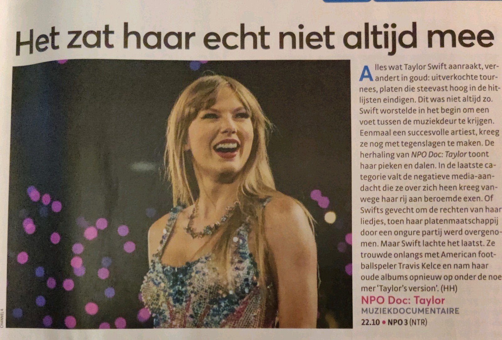 Taylor Swift Muziekdocumentaire - Artikel - Knipsel -, Ophalen of Verzenden, 1980 tot heden, Buitenland, Knipsel(s)