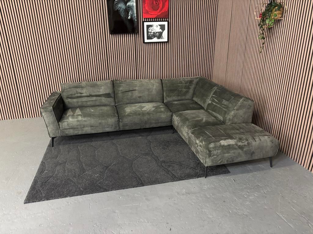 GRATIS LEVERING Hoekbank Donkergroen 280x220 GEREINIGD, 250 tot 300 cm, Hoekbank, Ophalen of Verzenden, Zo goed als nieuw