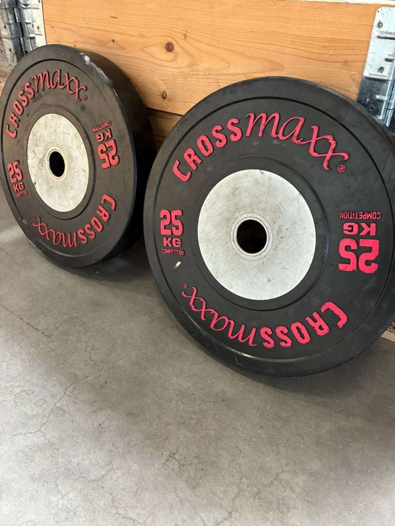 Crossmaxx Plates 2x25KG + Barbell, Halterschijven, Gebruikt, Niet ingevuld, Niet ingevuld