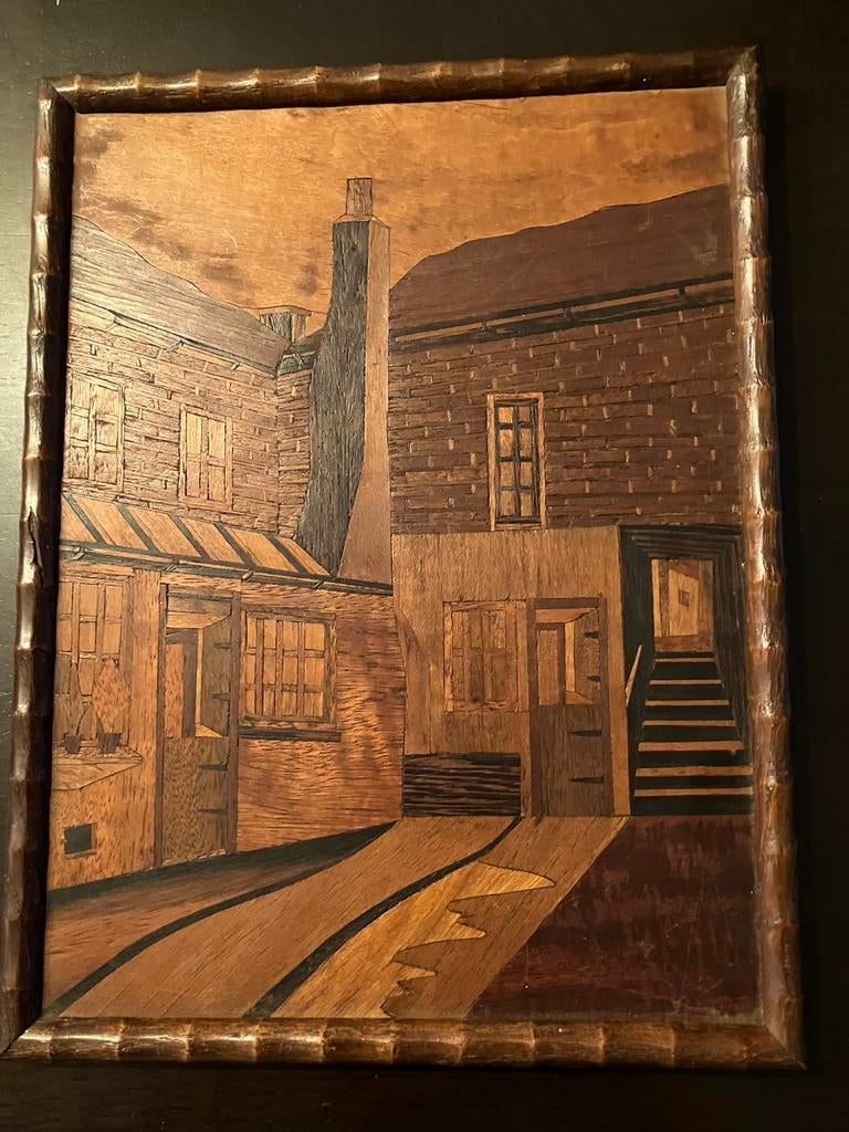 Houten inlegwerk schilderij, Ophalen