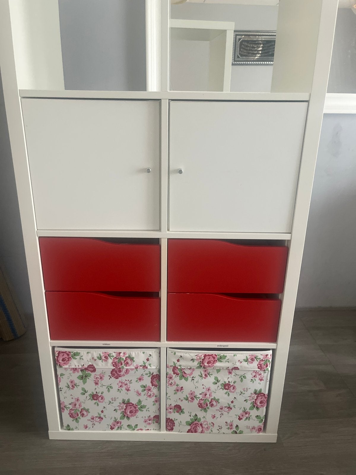 IKEA Kallax Kast met Deuren, Lades en Opbergboxen, Ophalen, Gebruikt, 100 tot 150 cm, 50 tot 100 cm