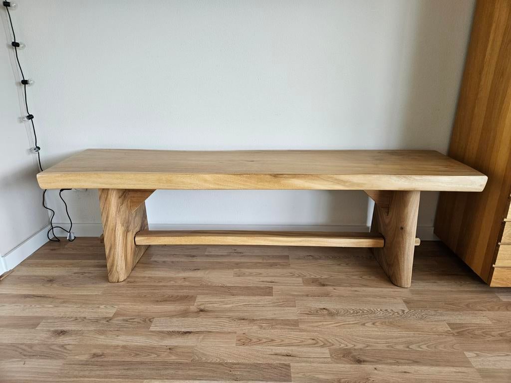 Massieve Mango Houten Bank L160 x D40 x H48 cm, Ophalen, Minder dan 50 cm, Gebruikt, 125 cm of meer