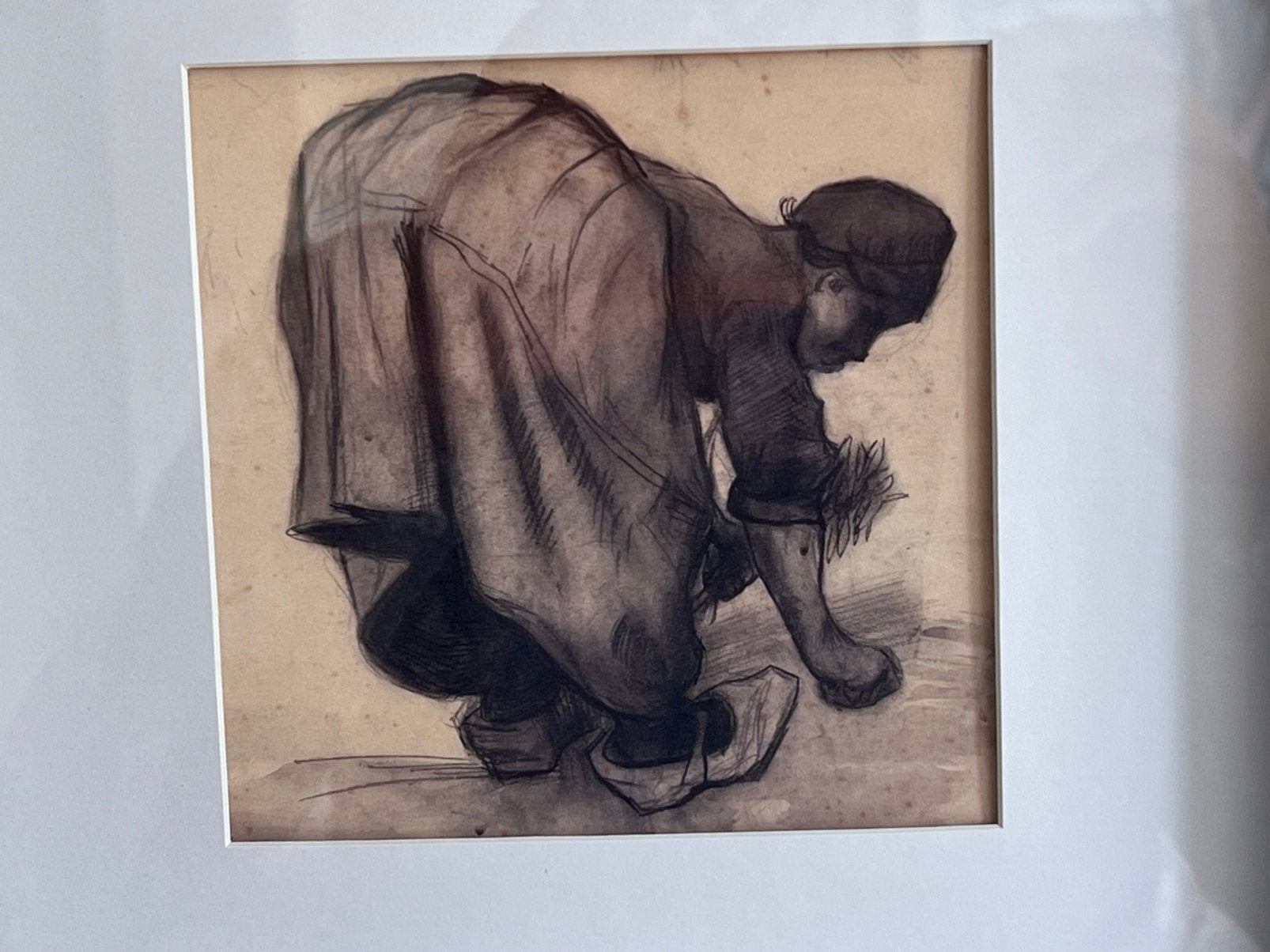 Tekening van Gogh, boerin op klompen, Ophalen of Verzenden