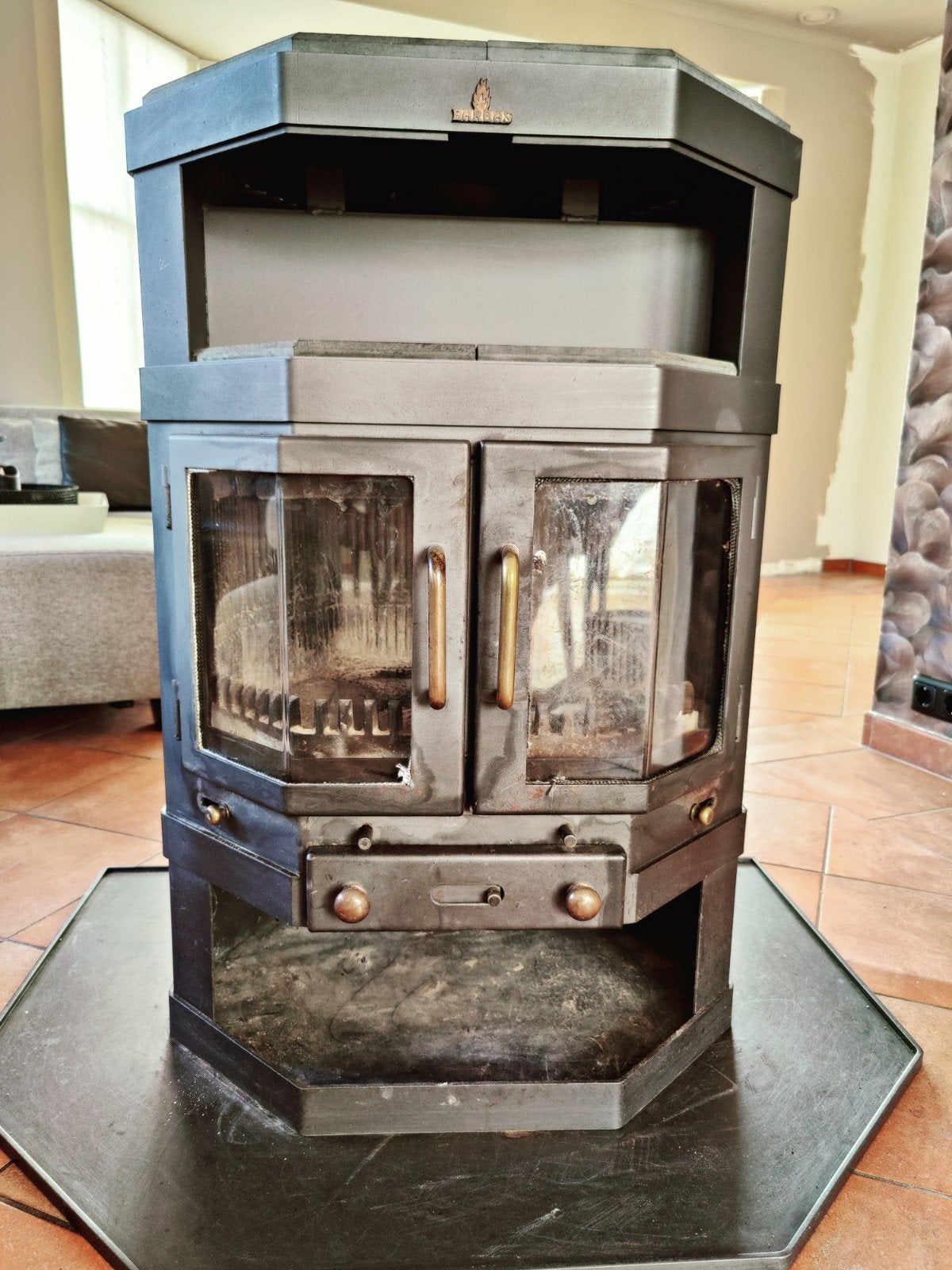 Barbas Hamar 90 speksteen houtkachel - 8 kW, Ophalen, Gebruikt, Houtkachel, Vrijstaand