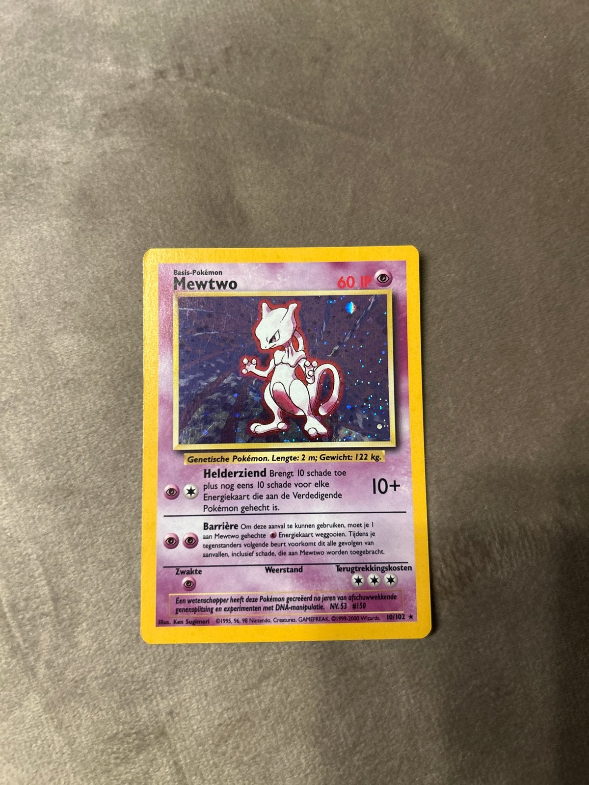 Mewtwo Pokémon kaart 10/102 Holo Foil Base Set, Hobby en Vrije tijd, Verzamelkaartspellen | Pokémon, Ophalen, Gebruikt, Losse kaart