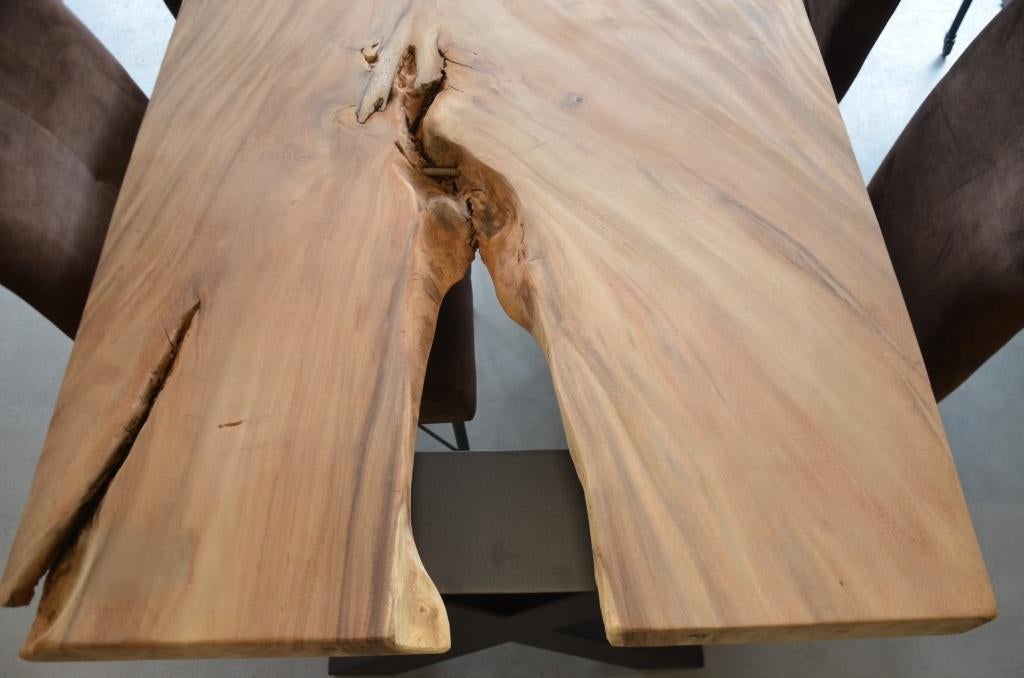 Suar boomstamtafel 200 cm bt 979 – 2 meter boomstamtafel, 100 tot 150 cm, Ophalen of Verzenden, Vijf personen of meer, Rechthoekig