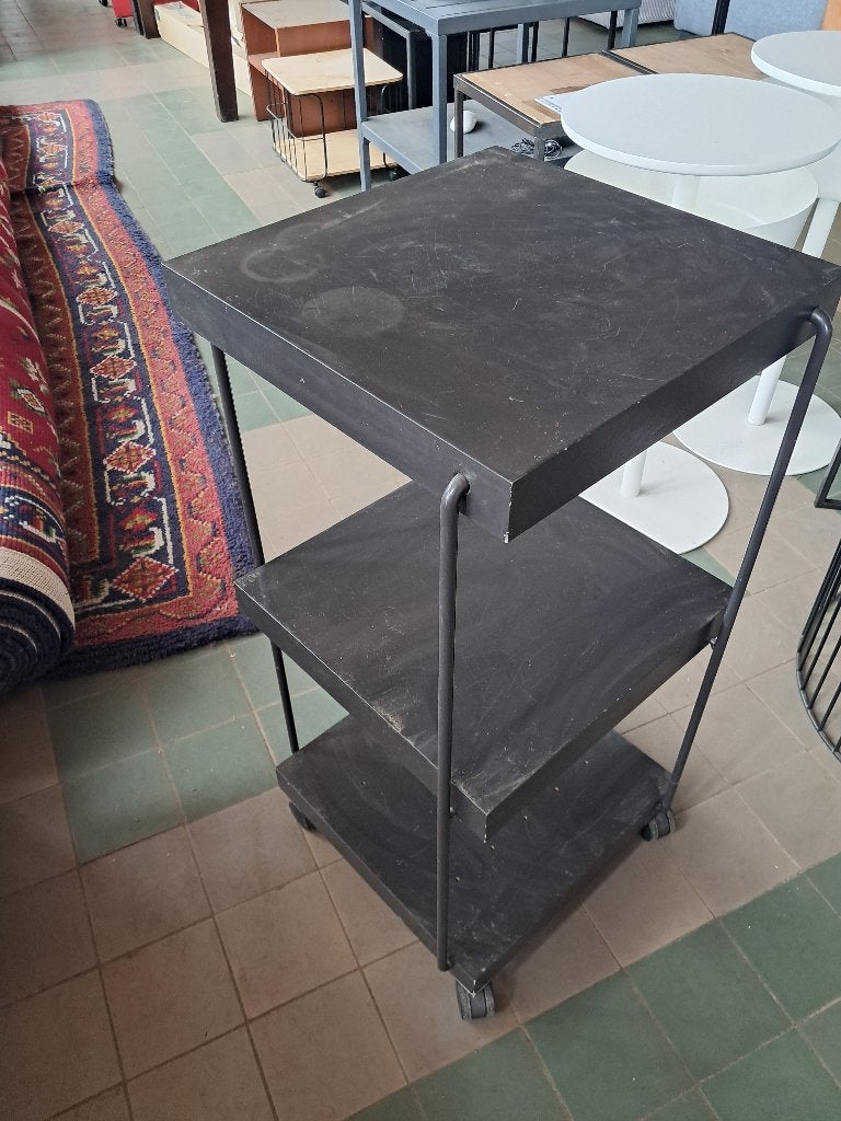 Zwarte metalen trolley bijzettafel roltafel  CS27266, Ophalen, Gebruikt, Trolley, Verrijdbaar