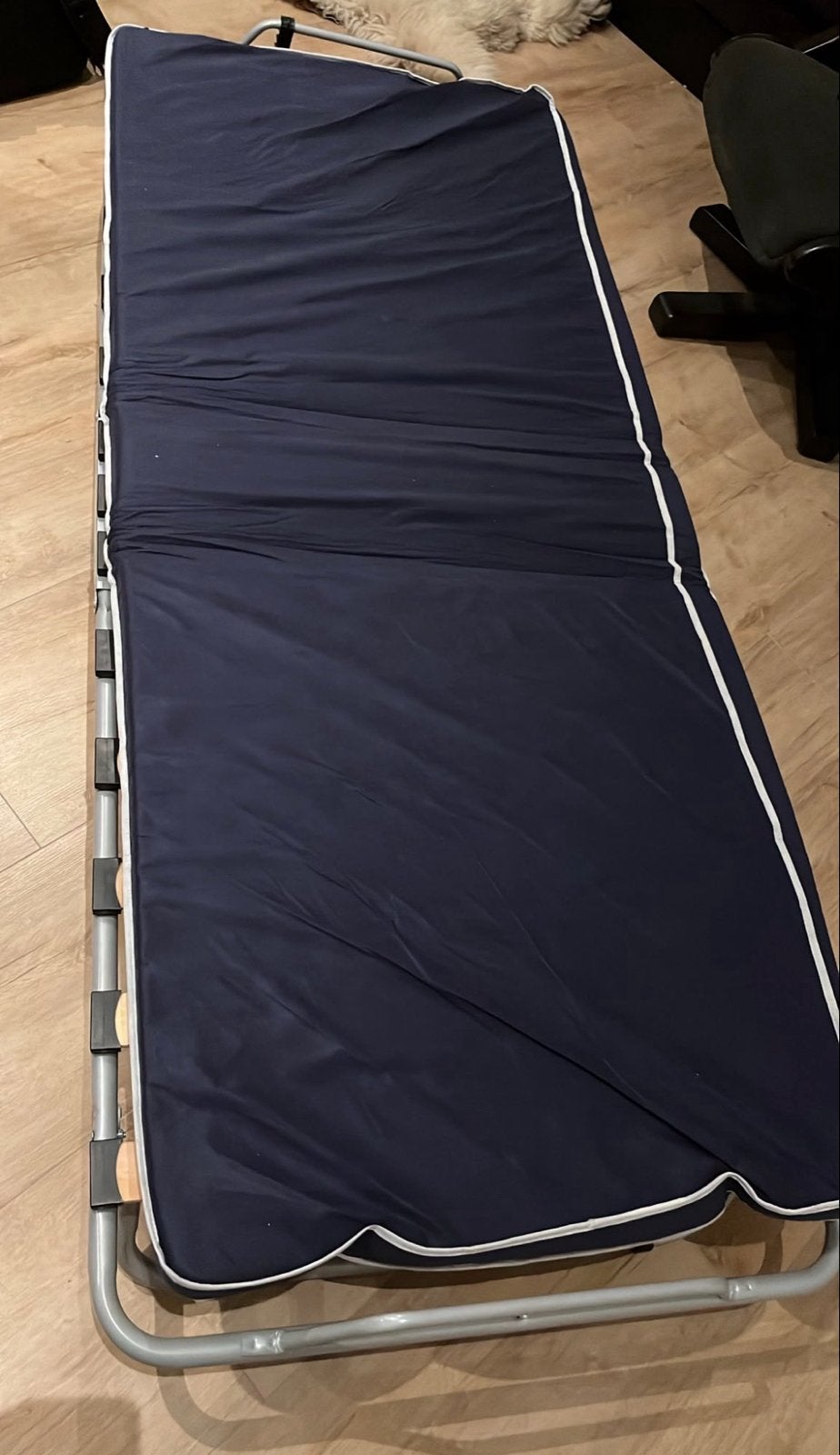 Opklapbaar logeerbed / stretcher met matras, Ophalen, Eenpersoons, Blauw, 80 cm