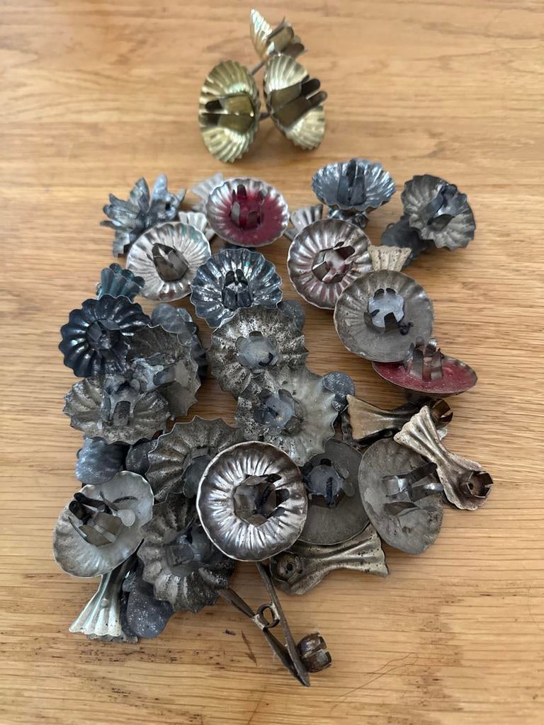 Antieke kerstboom kaarsen houders - 20 knijpers, 3 stekers, Ophalen of Verzenden, Overige materialen