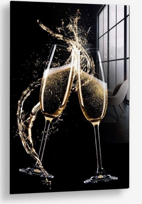 Glasschilderij Champagne Popping 100x150 Gehard glas, Antiek en Kunst, Kunst | Schilderijen | Modern, Ophangklaar, Stilleven, Glas