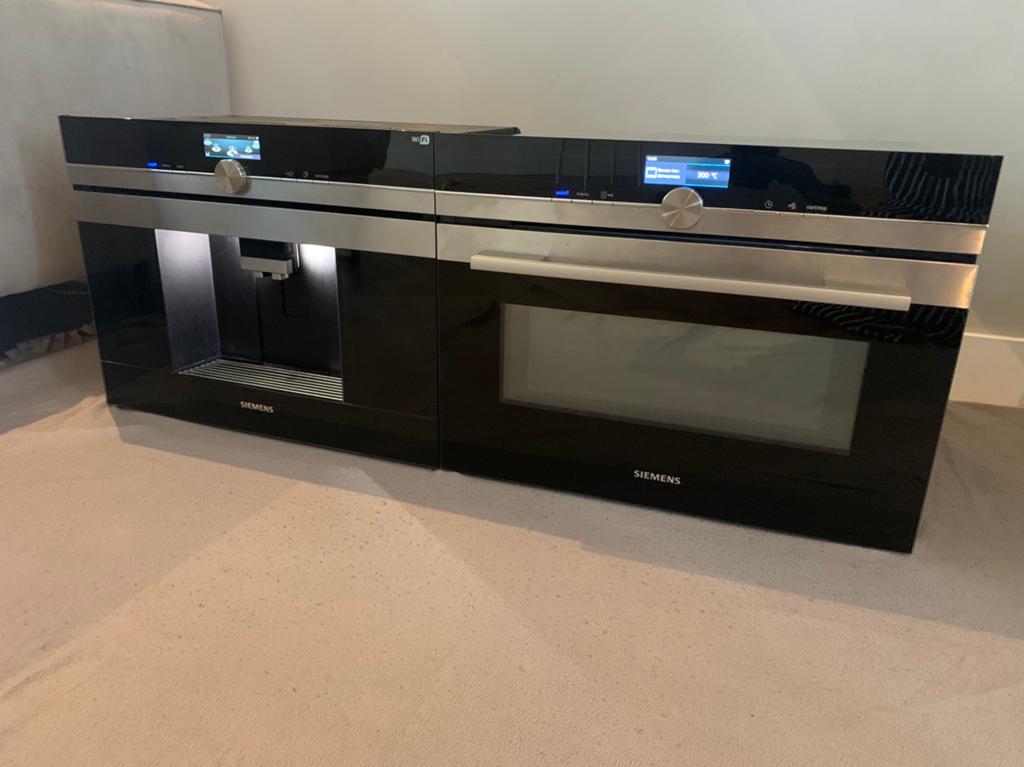 Siemens Koffiezetapparaat + Combi oven magnetron, Ophalen, Zo goed als nieuw, Koffiemachine, Gemalen koffie