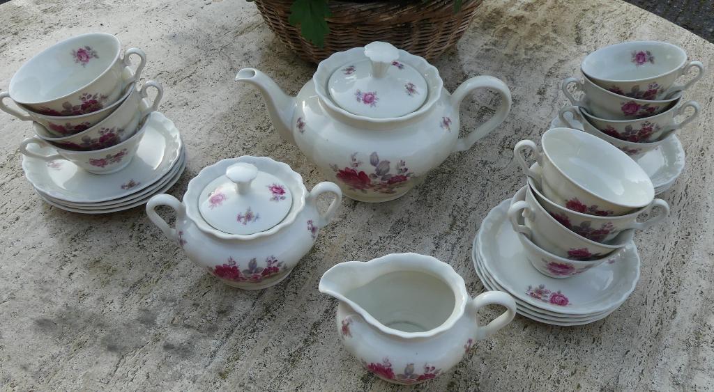 Super Mooi Mosa Thee servies met Rode Rozen Kado Tip, Ophalen of Verzenden