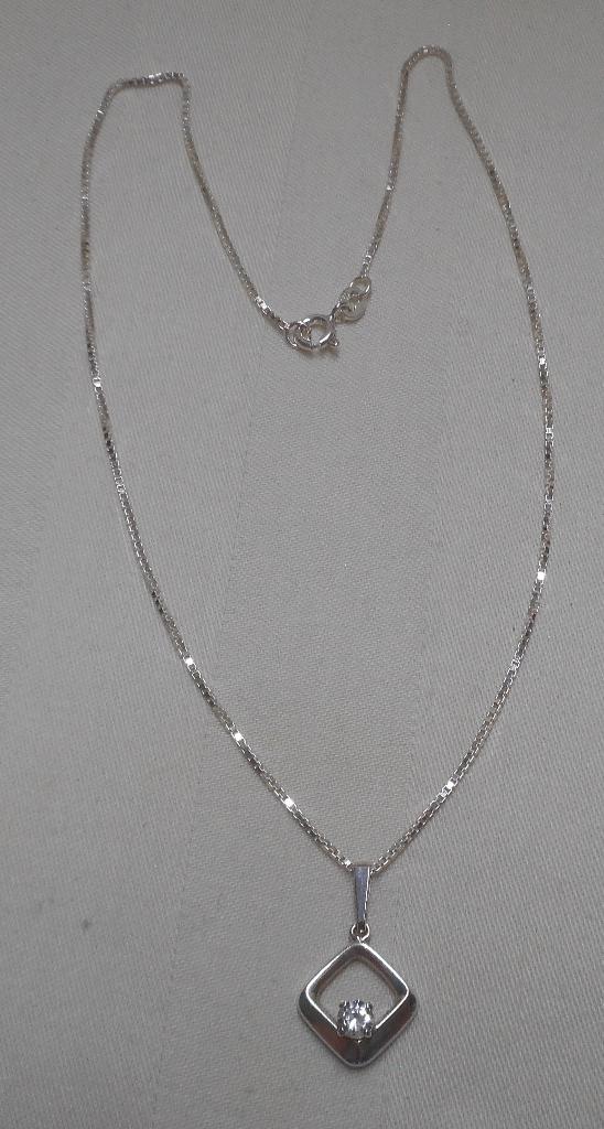 Zilveren ketting met vintage hanger nr.260, Met hanger, Verzenden, Zo goed als nieuw, Zilver