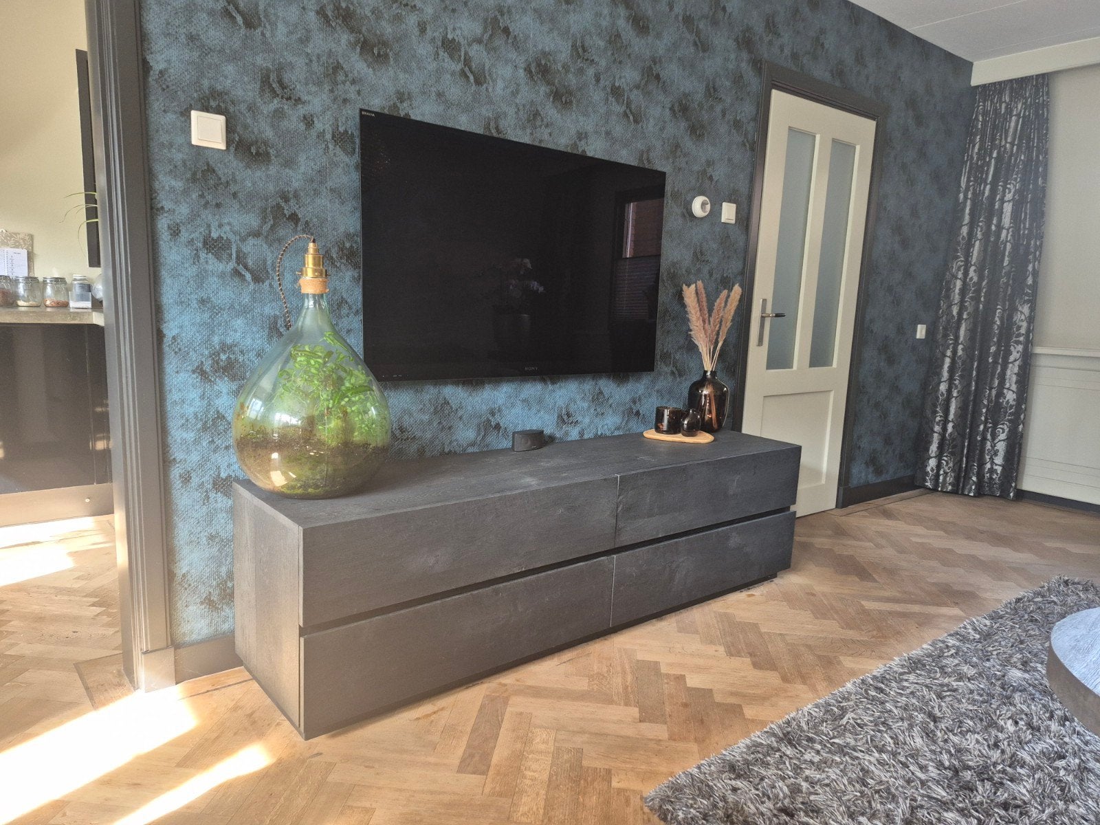 Tv meubel massief eiken, Ophalen of Verzenden, Zo goed als nieuw, 25 tot 50 cm, Minder dan 100 cm