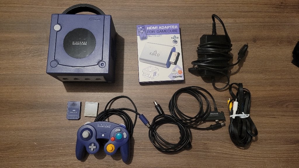 Nintendo GameCube Console met HDMI-adapter en controller, Gebruikt, Paars, Ophalen of Verzenden, Met geheugenkaart