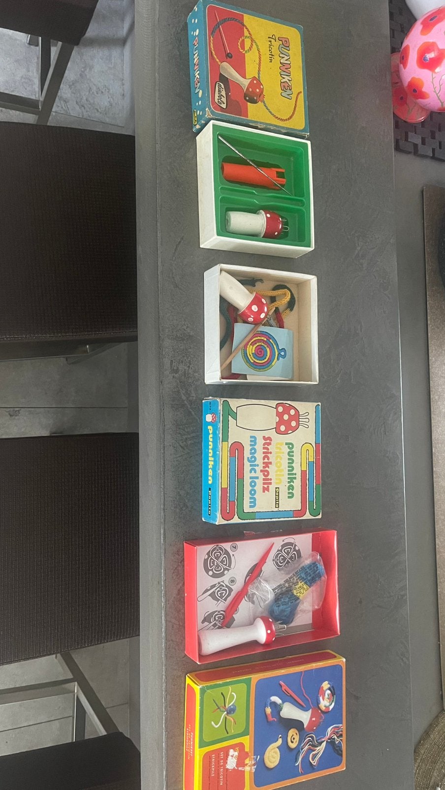 3 sets punniken vintage jaren 60-70 paddenstoel, Hobby en Vrije tijd, Breien en Haken, Ophalen, Zo goed als nieuw, Breien, Patroon of Boek