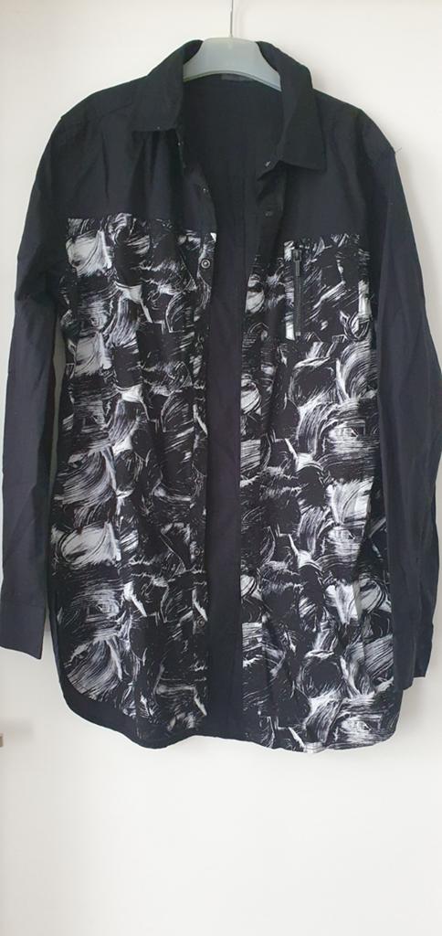 Coolcat heren overhemd zwart met print- Maat L, Ophalen of Verzenden