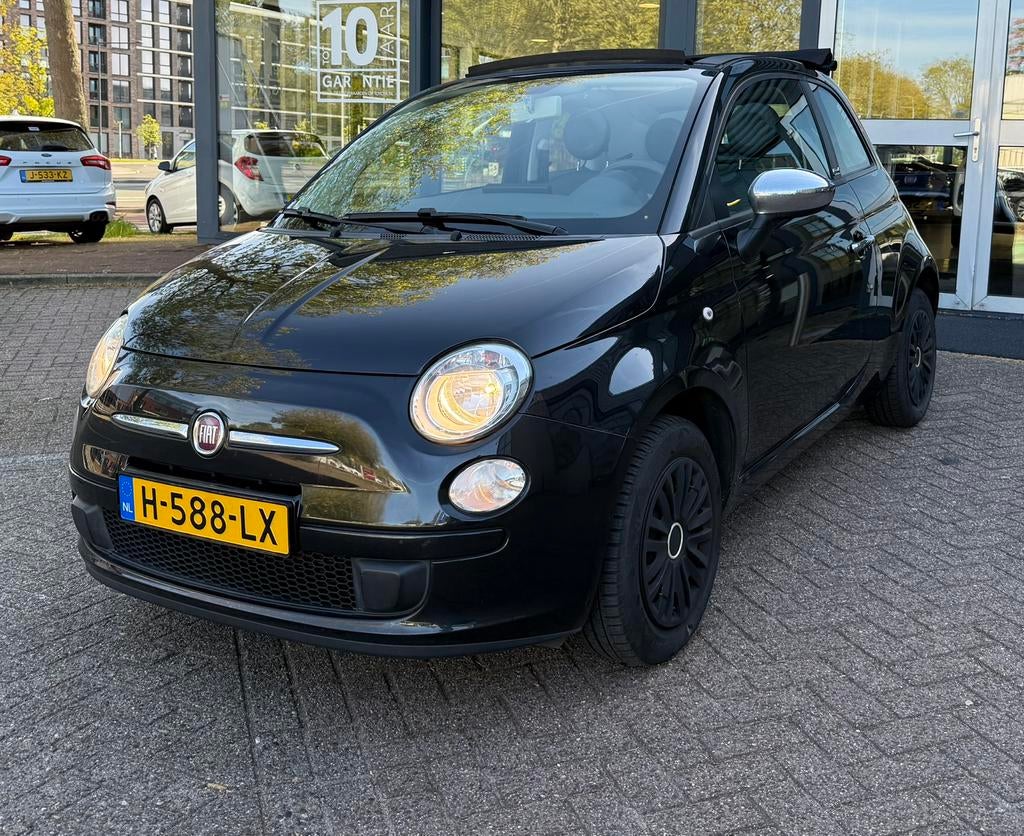Fiat 500c Cabrio 1.2 Airco Nieuwe apk Carplay, Voorwielaandrijving, 4 cilinders, Zwart, Handgeschakeld