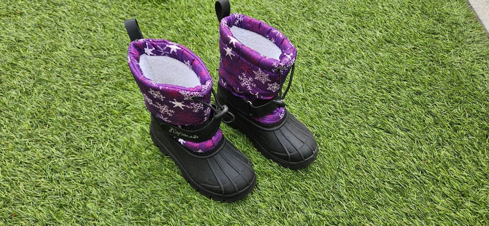 Warme paarse kinderlaarzen snowboots, maat 30, Gebruikt, Jongen of Meisje, Ophalen of Verzenden, Laarzen