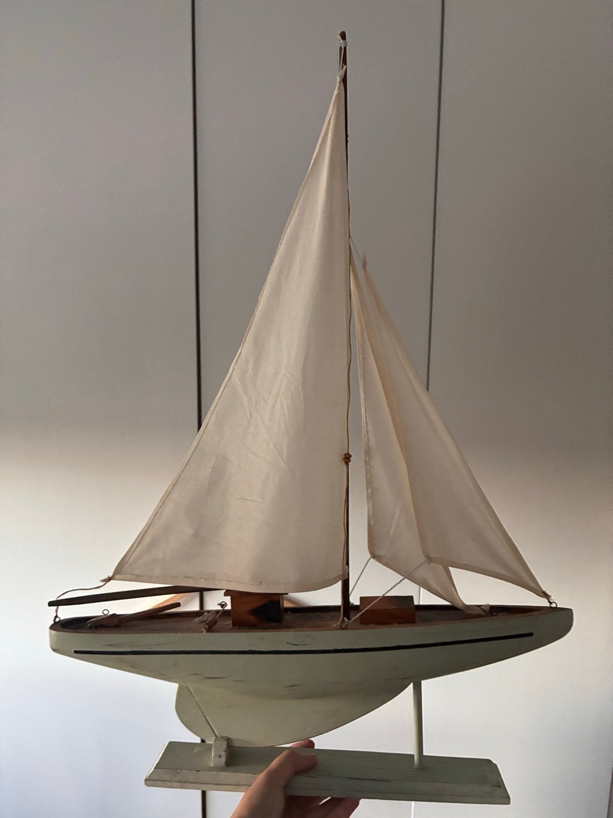 Groot Handgemaakt Houten Zeilboot Model - Decoratief, Hobby en Vrije tijd, Modelbouw | Boten en Schepen, Ophalen, Zo goed als nieuw