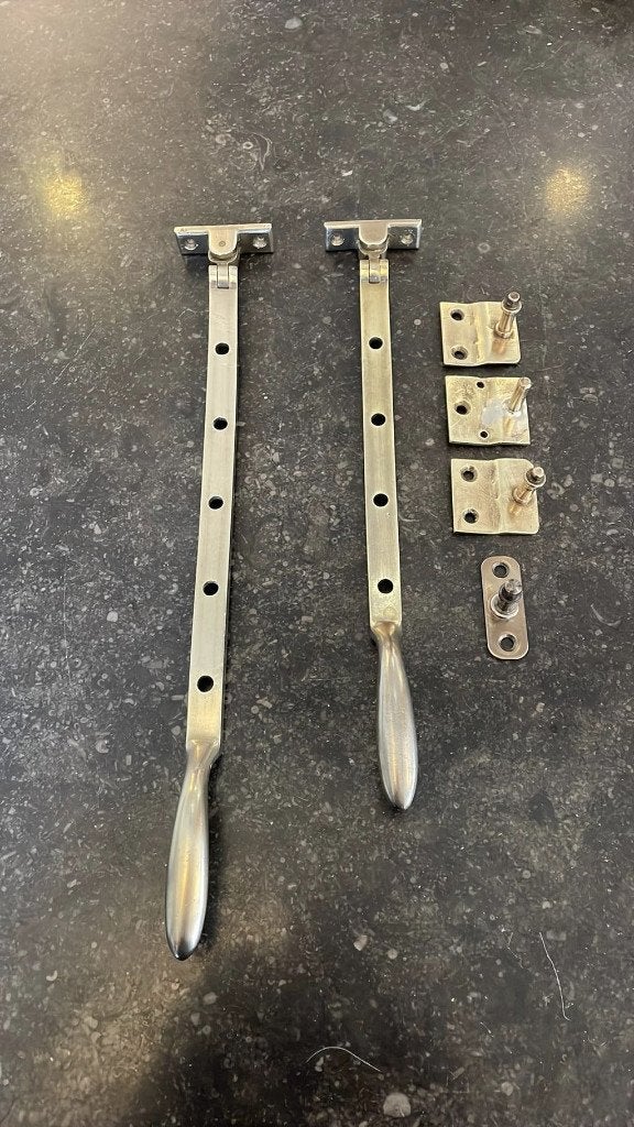 2x Raamuitzetter Antiek 1930 Messing Nikkel raamuitzetters, Antiek en Kunst, Ophalen of Verzenden