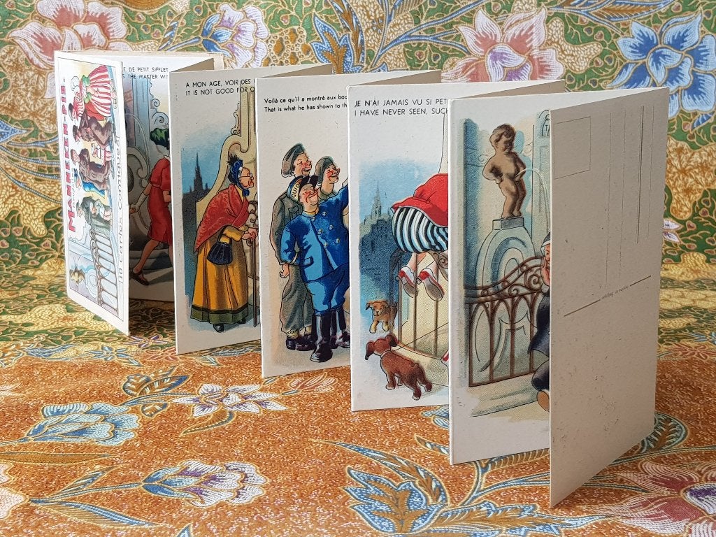 Tien mooie oude Manneke Pis kaarten als complete serie 1945., Antiek en Kunst, Ophalen of Verzenden
