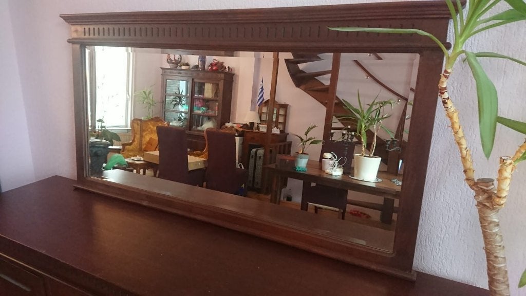 Grote koloniale spiegel (eventueel met bijpassende dressoir), Ophalen, 125 cm of meer, Zo goed als nieuw, Minder dan 100 cm
