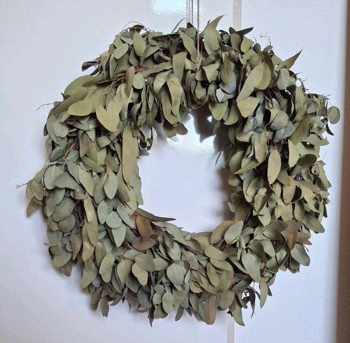 Grote échte eucalyptuskrans - 45cm - gebonden, Krans, 45 cm, Ophalen of Verzenden, Zo goed als nieuw