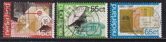 1753 - Nederland nvph 1220/1222 gestempeld , 100 jaar PTT, Postzegels en Munten, Postzegels | Nederland, Verzenden, Na 1940, Gestempeld