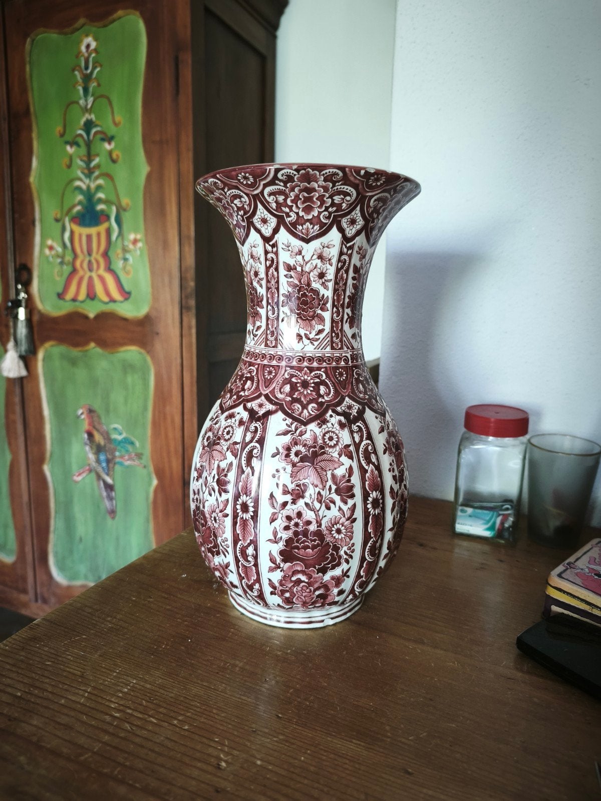 Antieke Delfia vaas met bloemmotief, Antiek en Kunst, Ophalen