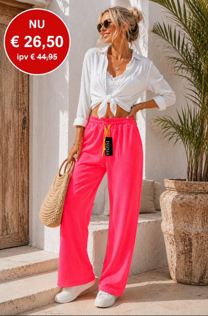 Neon Roze Jogger met neon oranje/gele veter Onesize  tot 42, Maat 38/40 (M), Nieuw, Ophalen of Verzenden, Roze