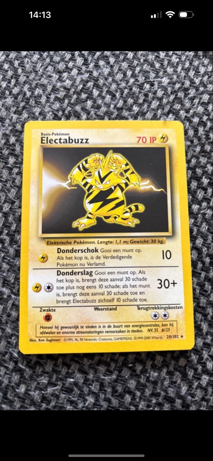 Electabuzz Pokémon Kaart 70 IP, Ophalen of Verzenden, Gebruikt, Losse kaart