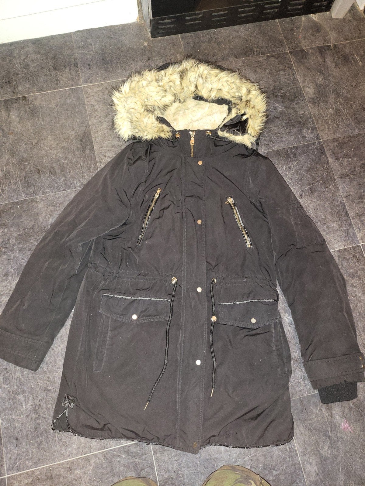 Zwarte Pimkie winterjas met bontkraag, maat M, Maat 38/40 (M), Verzenden, Zwart, Pimkie
