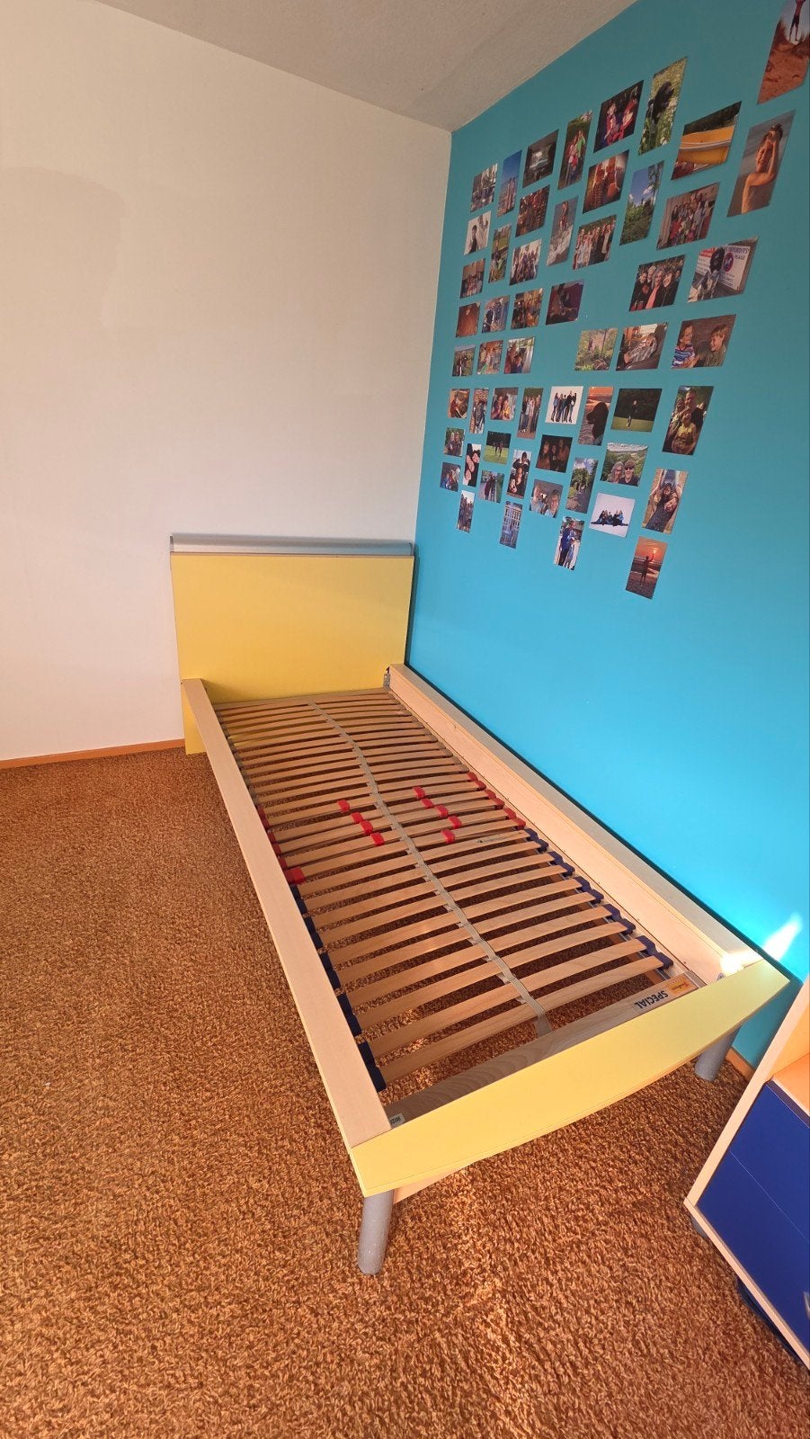 Eenpersoons tienerbed met lattenbodem en matras, Huis en Inrichting, Ophalen, Gebruikt, 90 cm, 200 cm