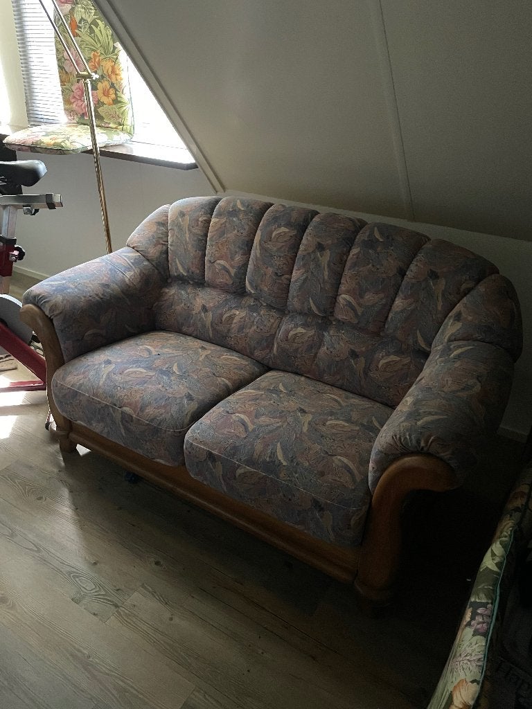 Bankstel 2 en 3 zits, Huis en Inrichting, Banken | Bankstellen, Ophalen, Gebruikt, Blank eiken, Tweepersoons
