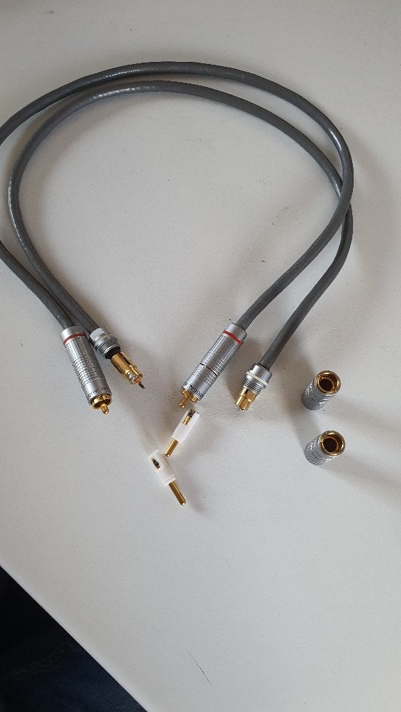 Madrigal HPC RCA<->RCA high end set interlinks (defect), Ophalen of Verzenden, Niet werkend, Minder dan 2 meter, Interlink-kabel