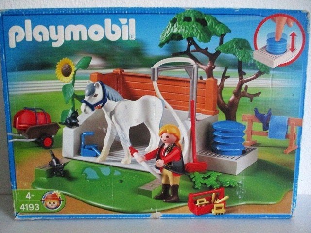 playmobil paardenwasplaats 4193 met doos, Complete set, Overige typen, Ophalen of Verzenden, Zo goed als nieuw