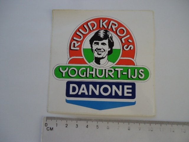 sticker oud Ruud Krol AJAX LEGEND Danone IJS voetbal retro, Verzenden, Zo goed als nieuw, Bedrijf of Vereniging