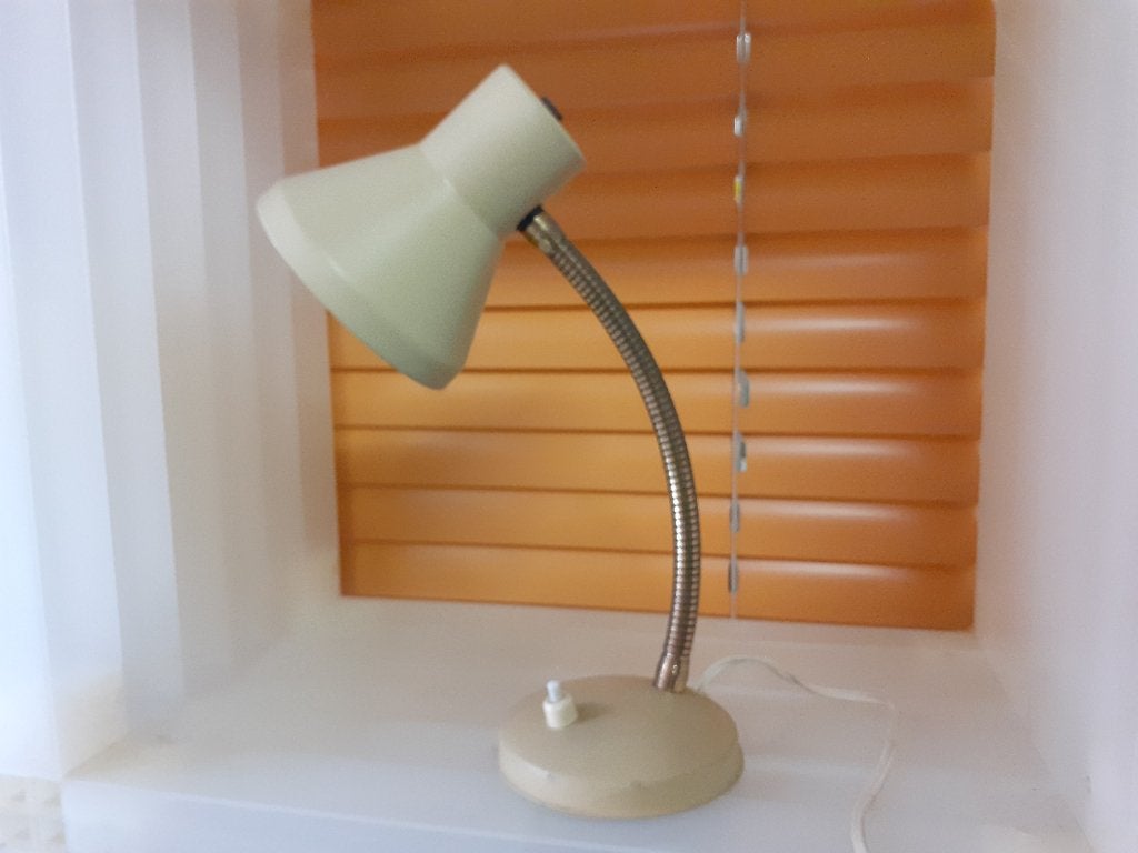 Jaren 50 60 design bureaulamp creme ecru metaal retro, Ophalen of Verzenden, Huis en Inrichting