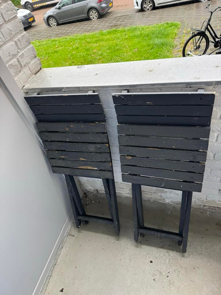 Ikea Balkonset: Tafel met 2 Inklapbare Stoelen, Ophalen, Gebruikt, Hout