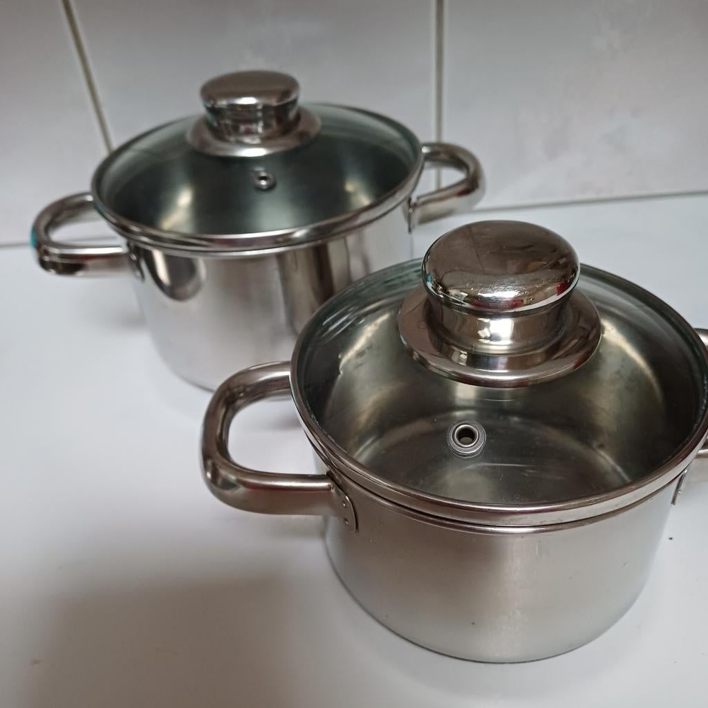 2 pannen met glazen deksels, Ophalen of Verzenden