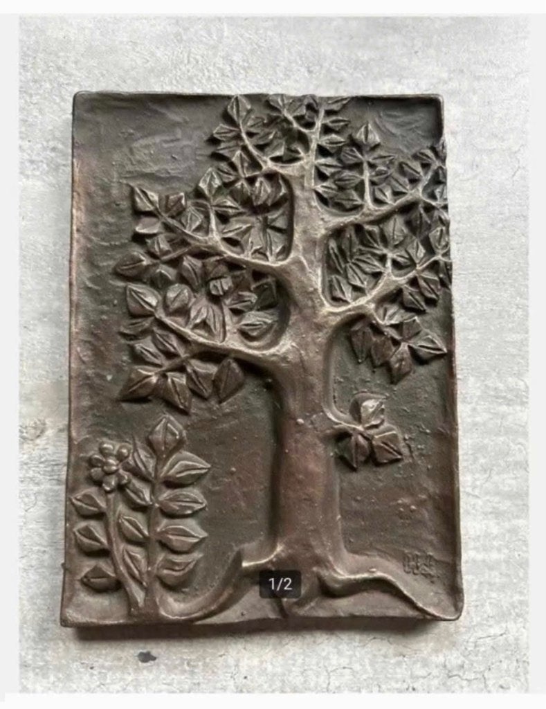 Bronzen Levensboom Wanddecoratie, 14 x 10 cm, Ophalen of Verzenden